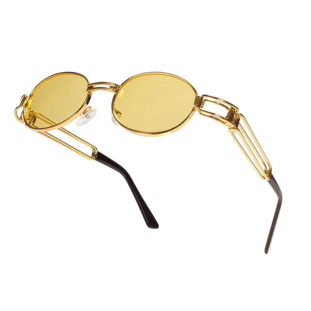 Oval Sunglasses Gold Frame Yellow Lens Unique Design Fashion Sun‎ Glasses Lentes